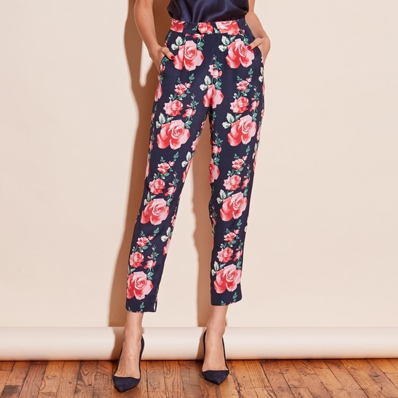 Fleur Du Mal Pants - Fleur Du Mal Silk Floral Tapered Pants